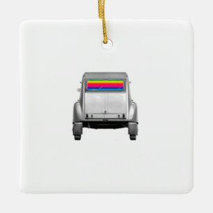 Auto's en regenboog keramisch ornament