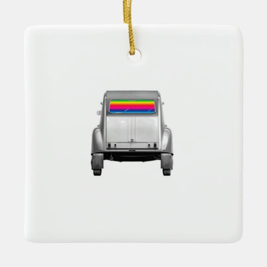 Auto's en regenboog keramisch ornament (Voorkant)