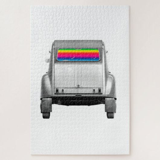 Auto's en regenboog legpuzzel (Verticaal)