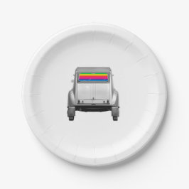 Auto's en regenboog papieren bordje