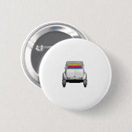 Auto's en regenboog ronde button 5,7 cm