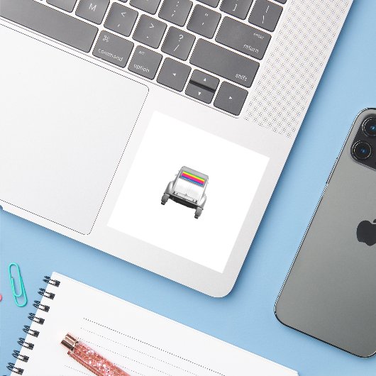 Auto's en regenboog sticker (Laptop met iPhone)