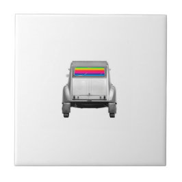 Auto's en regenboog tegeltje