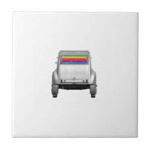 Auto's en regenboog tegeltje