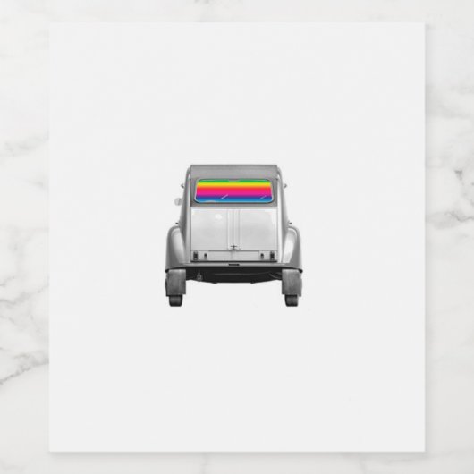 Auto's en regenboog wijn etiket (Enkel label)