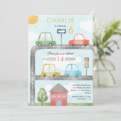 Auto's en Road Transport Boy's Birthday Kaart (Staand voorkant)