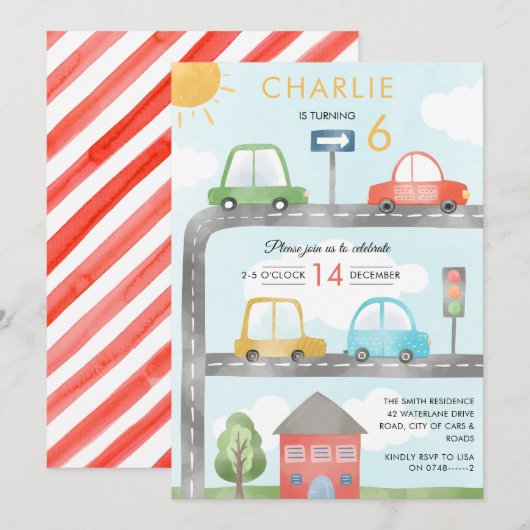 Auto's en Road Transport Boy's Birthday Kaart (Voorkant / Achterkant)