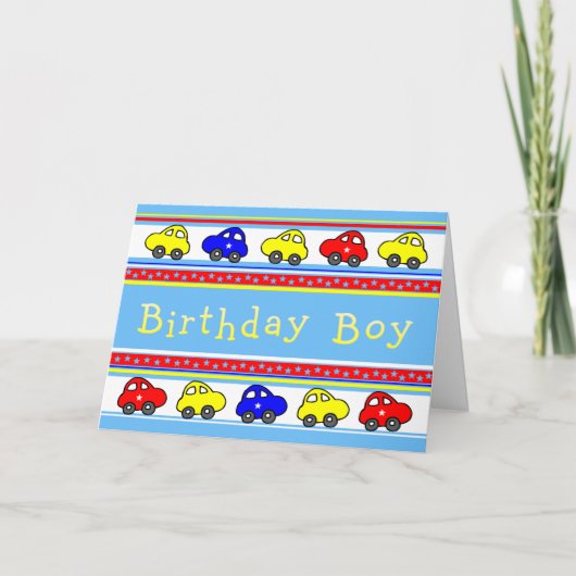 Auto's en sterren Verjaardag Jongen Verjaardag Kaa Kaart (Voorkant)