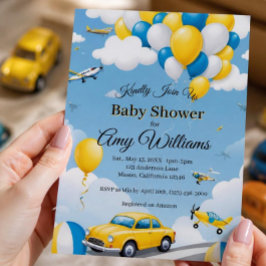 Auto's en vliegtuigen Jongens Baby Shower Uitnodig Kaart