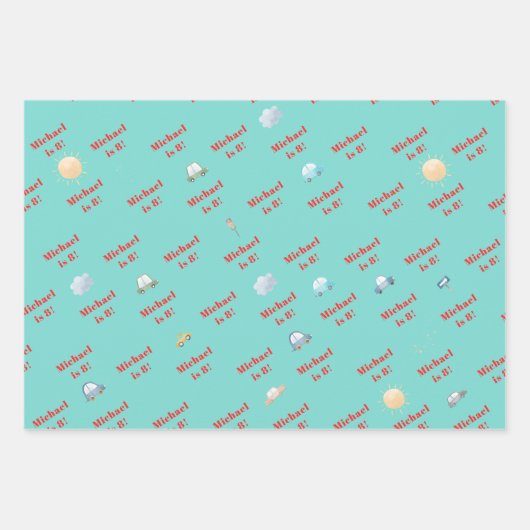 Auto's en voertuigen op de weg jongen verjaardag inpakpapier vel (Voorkant 3)