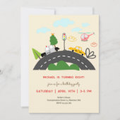 Auto's en voertuigen op de weg jongen verjaardag kaart (Voorkant)