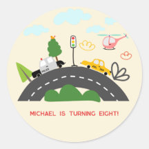 Auto's en voertuigen op de weg jongen verjaardag