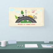 Auto's en voertuigen op de weg jongen verjaardag spandoek (Beurs)