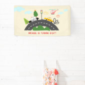 Auto's en voertuigen op de weg jongen verjaardag spandoek (Insitu)