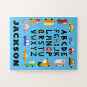 Auto's en vrachtwagens Alfabet Kinderen Legpuzzel (Horizontaal)
