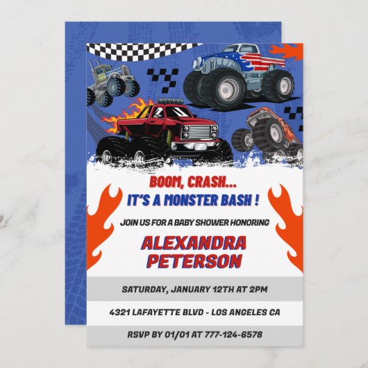 Auto's en vrachtwagens baby zwangerschap Boom Cras Kaart (Voorkant / Achterkant)