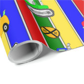 Auto's en vrachtwagens Blauw, Groen en Geel Jongen Cadeaupapier (Rol Hoek)