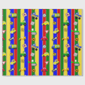 Auto's en vrachtwagens Blauw, Groen en Geel Jongen Cadeaupapier (Vlak)