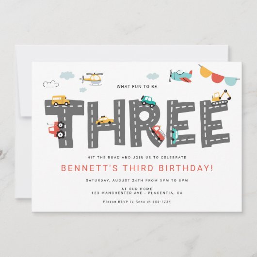 Auto's en vrachtwagens Stadsvervoer Derde Verjaard Kaart (Voorkant)