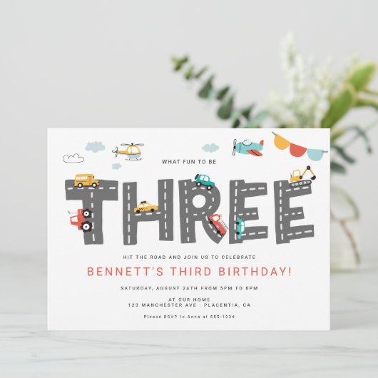 Auto's en vrachtwagens Stadsvervoer Derde Verjaard Kaart (Staand voorkant)