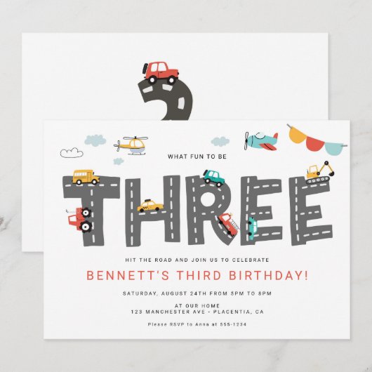 Auto's en vrachtwagens Stadsvervoer Derde Verjaard Kaart (Voorkant / Achterkant)