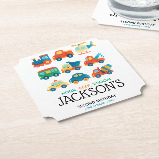Auto's en vrachtwagens Verjaardag Kartonnen Onderzetters (Gekanteld)