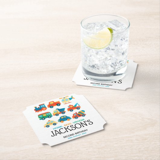 Auto's en vrachtwagens Verjaardag Kartonnen Onderzetters (Insitu)