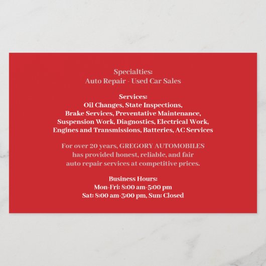 Auto's Flyer (Achterkant)