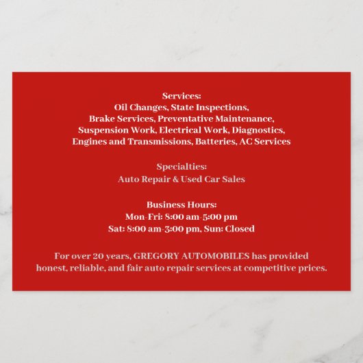 Auto's Flyer (Achterkant)