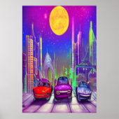 Auto's in de stad | AI Art Poster (Voorkant)