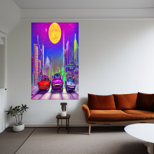 Auto's in de stad   AI Art Poster