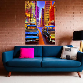 Auto's in de stad | AI Art Poster