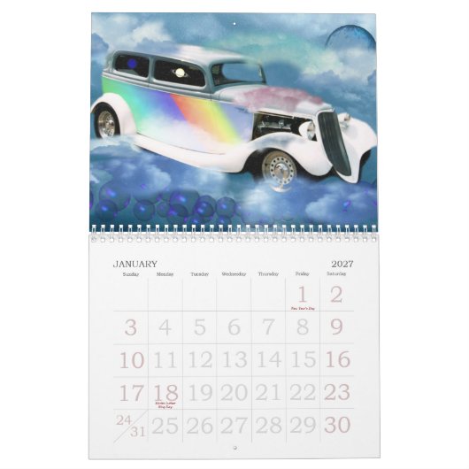 Auto's in de wolkenkalender met valxart kalender (Jan 2027)
