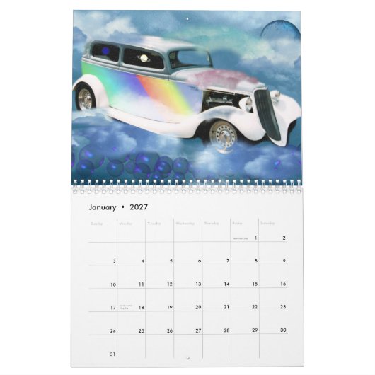 Auto's in de wolkenkalender van valxart.com kalender (Jan 2027)