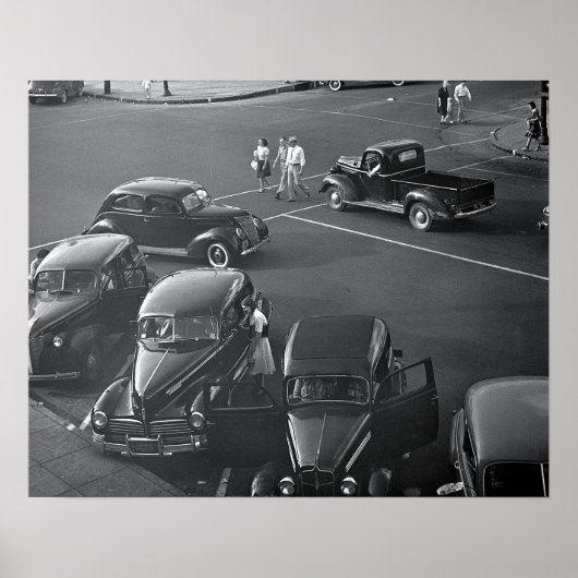 Auto's in het centrum, 1942. Oude foto Poster (Voorkant)