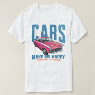 Auto's maken me gelukkig, grappige retro roze klas t-shirt