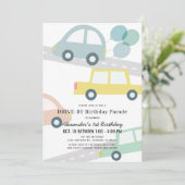 Auto's met ballonnen Blue Boy Drive-by Birthday Kaart (Staand voorkant)