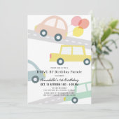 Auto's met ballonnen Roze Meisje Drive-by Verjaard Kaart (Staand voorkant)