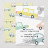 Auto's met Balloons Yellow Drive-by Baby shower Kaart (Voorkant / Achterkant)