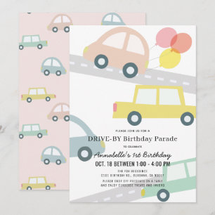 Auto's met luchtballonnen Roze meisje op zaterdag Kaart