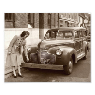 Auto's met WWII's met Wooden Bumper Foto Afdruk