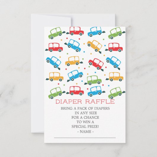 Auto's Oh Boy Baby shower Luier Raffle ticket Kaart (Voorkant)