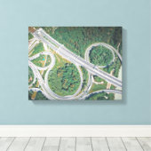 Auto's op weg Vogeloog uitzicht Canvas Afdruk (Insitu (Houten vloer))