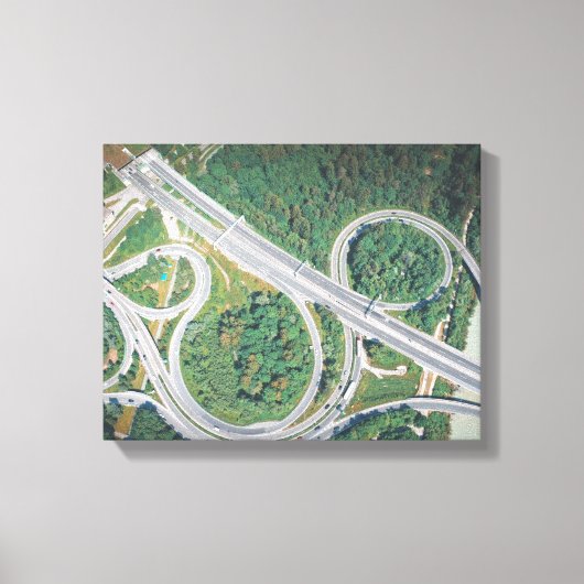 Auto's op weg Vogeloog uitzicht Canvas Afdruk (Voorkant)