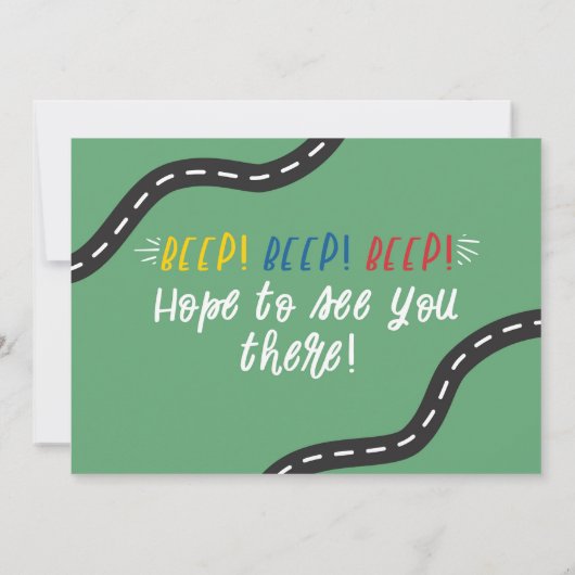 Auto's op Wegen 1e Verjaardag Uitnodiging (Achterkant)