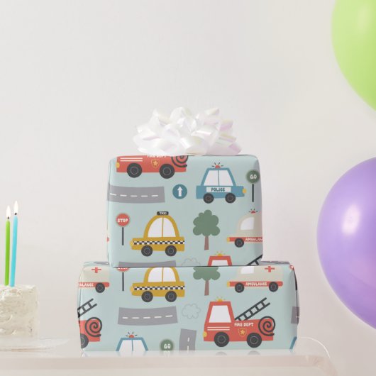 Auto's Patroon kids  Cadeaupapier (Feestgeschenken)