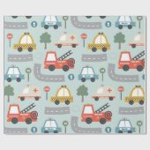 Auto's Patroon kids  Cadeaupapier (Vlak)