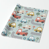 Auto's Patroon kids  Cadeaupapier (Uitgerold)