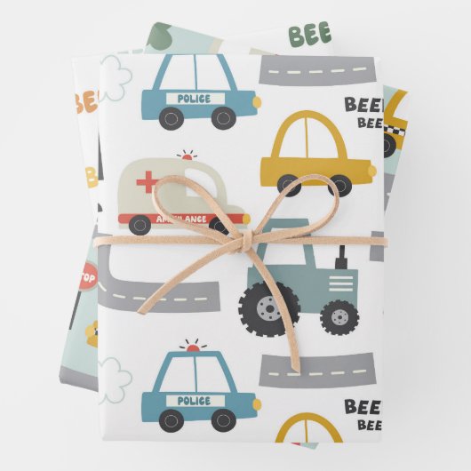 Auto's Patroon kids Inpakpapier Vel (In situ)