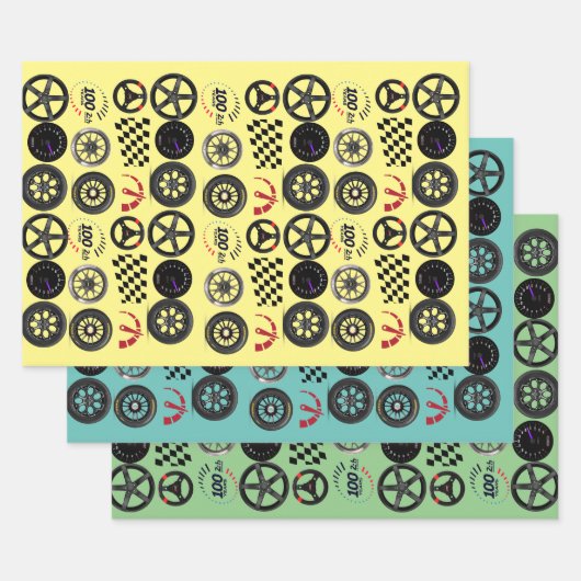 Auto's racen en autosport liefhebbers voor hem inpakpapier vel (Set)